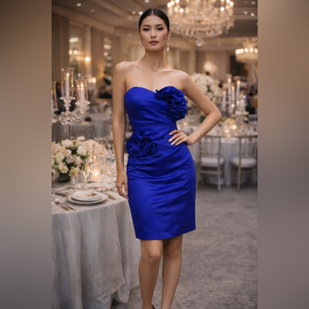 NWT Karen Millen Elegant Blue Strapless Dress